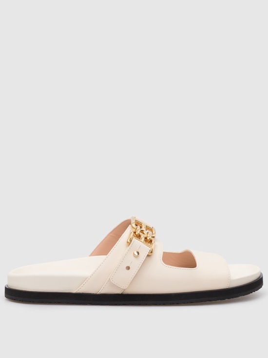 Bally Shoes - Bally Emma Flat Leather Sandals | Bone | Women's 7.5